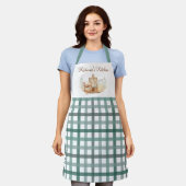 Salbeigrün Gingham Karomuster Backzubehör Schürze (Getragen)