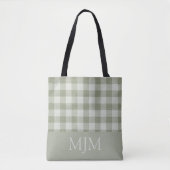 Salbeigrün Gingham Monogramm Benutzerdefinierter N Tasche (Vorderseite)