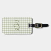 Salbeigrün Gingham Monogramm  Gepäckanhänger (Vorderseite horizontal)