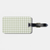 Salbeigrün Gingham Monogramm  Gepäckanhänger (Rückseite horizontal)
