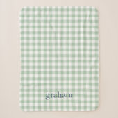 Salbeigrün Gingham Monogramm Sherpadecke (Vorderseite)