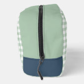 Salbeigrün Gingham Monogramm Waschbeutel (Rechts)
