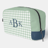 Salbeigrün Gingham Monogramm Waschbeutel (Rechte Ecke)
