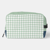 Salbeigrün Gingham Monogramm Waschbeutel (Rückseite)