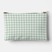 Salbeigrün Gingham Monogramm Zubehörtasche (Rückseite)