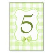 Salbeigrün Gingham Süß Vintage Soft Pastell Tischnummer (Rückseite)