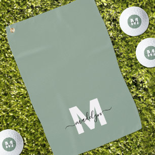 Salbeigrün Initiale Name Monogramm Golfhandtuch