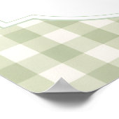 Salbeigrün kariert Baby Shower Poster (Ecke)