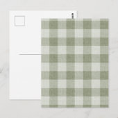 Salbeigrün kariert, Büffelkaromuster Leinenstruktu Postkarte (Vorne/Hinten)