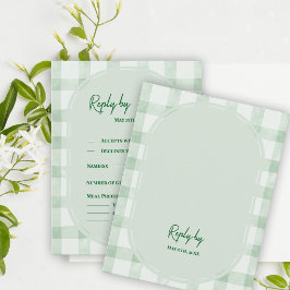 Salbeigrün kariert Gartenparty-Hochzeit Antwort Vo