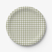 Salbeigrün kariert Gartenparty Pappteller (Vorderseite)