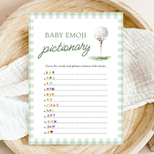 Salbeigrün kariert Golf Baby Emoji Pictionary Spie Einladung