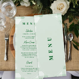 Salbeigrün kariert Hochzeitsempfang Dinner Menükarte