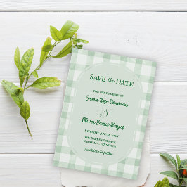 Salbeigrün kariert Hochzeitsgarten-Party  Save The Date