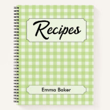 Salbeigrün kariert individuelles Rezeptjournal