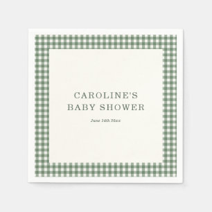 Salbeigrün kariert, personalisiertes Babyshower-Ge Serviette