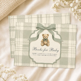 Salbeigrün kariert Teddybär Bücher für Baby Begleitkarte