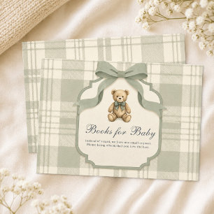 Salbeigrün kariert Teddybär Bücher für Baby Begleitkarte