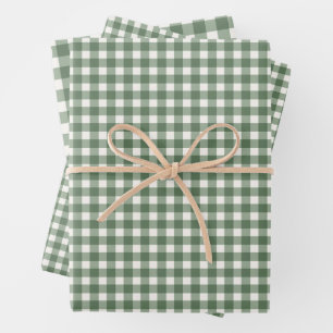 Salbeigrün kariert Weihnachten Geschenkpapier Set