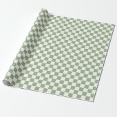 Salbeigrün Karo Schachbrett Kariert Retro Geschenkpapier (Ungerollt)