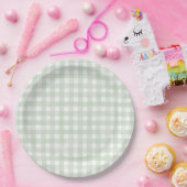 Salbeigrün klassisch Gingham Pappteller (Party)