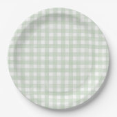 Salbeigrün klassisch Gingham Pappteller (Vorderseite)