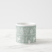 Salbeigrün Minimalistischer Botanischer Silhouette Espressotasse (Vorderseite)