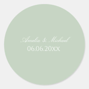 Salbeigrün minimalistisches Save-the-Date Runder Aufkleber