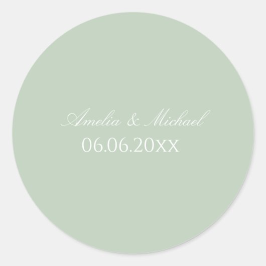 Salbeigrün minimalistisches Save-the-Date Runder Aufkleber (Vorderseite)