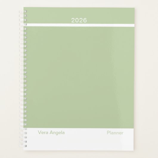 Salbeigrün Modernes Layout Groß Planer (Vorderseite)