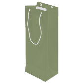 Salbeigrün Neutrale Elegante Einheitliche Farbe Geschenktüte Für Weinflaschen (Rückseite Schrägansicht)