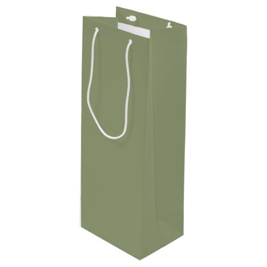 Salbeigrün Neutrale Elegante Einheitliche Farbe Geschenktüte Für Weinflaschen (Vorderseite Schrägansicht)