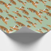 Salbeigrün Orange Dschungel Tiger Tier Muster Geschenkpapier (Ecke)