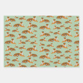 Salbeigrün Orange Dschungel Tiger Tier Muster Geschenkpapier Set (Vorderseite 2)