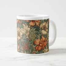 Salbeigrün + Orange Vintage Retro Floral 