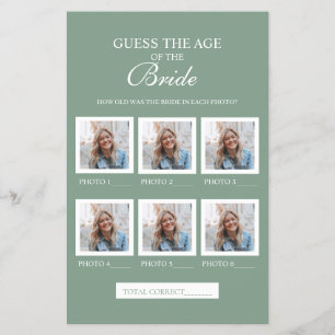 Salbeigrün Rate das Alter der Braut Papierbogen Flyer