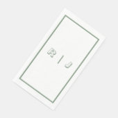 Salbeigrün Retro Monogramm Anfangsbuchstaben Weiße Serviette (Ecke)
