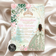Salbeigrün Rosa Whimsical Forest Quinceañera