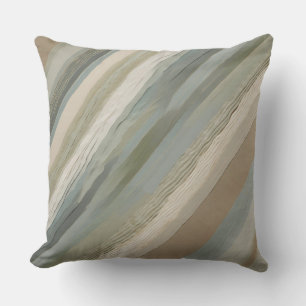 Salbeigrün Staubblau Beige Creme Abstrakter Streif Kissen