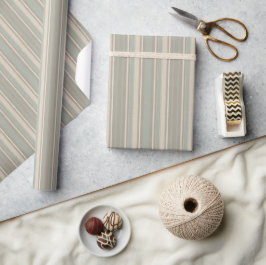 Salbeigrün Staubblau Taupe Grau Farmhouse Streifen Geschenkpapier