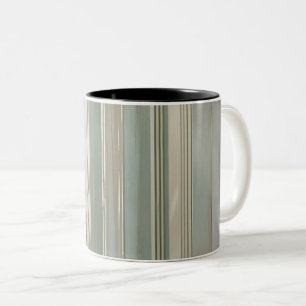 Salbeigrün Staubblau Taupe Grau Farmhouse Streifen Zweifarbige Tasse