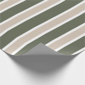 Salbeigrün und Beige gestreift Geschenkpapier (Ecke)