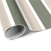Salbeigrün und Beige gestreift Geschenkpapier (Rolleneckpunkt)