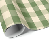 Salbeigrün und cremefarbene Buffalo-Karo-Plaid Geschenkpapier (Rolleneckpunkt)