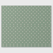 Salbeigrün und cremefarbene Polka-Punkte Geschenkpapier (Flach)