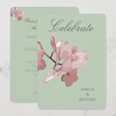 Salbeigrün und rosa Orchidee Einladung (Vorne/Hinten)