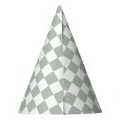 Salbeigrün und Weiß kariert Partyhütchen (Rückseite)