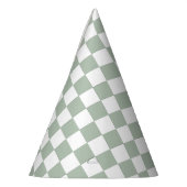 Salbeigrün und Weiß kariert Partyhütchen (Links)