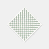 Salbeigrün und Weiß Kariert Serviette (Ecke)