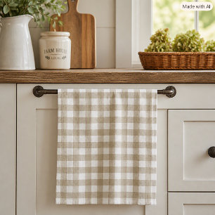 Salbeigrün und weiß kariertes Gingham-Muster Geschirrtuch